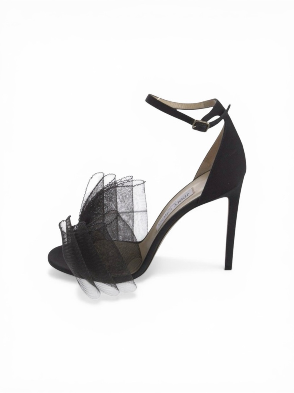 Jimmy Choo Black Aveline 100 Bow Grosgrain Stilleto Heel Sandal Size 40 US 10